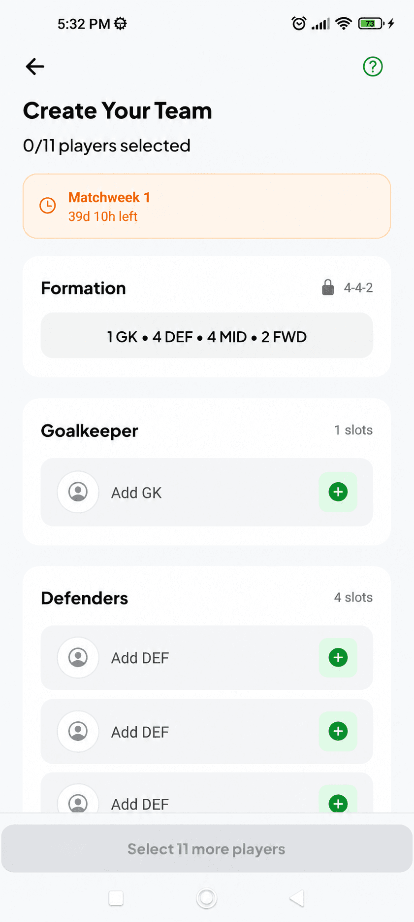 Create Team — FansBall Knowledge screenshot